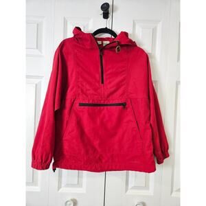 LL Bean Vintage Jacket Mens XS Red Anorak Pullover Kangaroo Pouch Outdoor